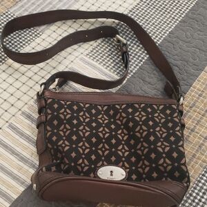 Fossil Black and Brown Crossbody Bag